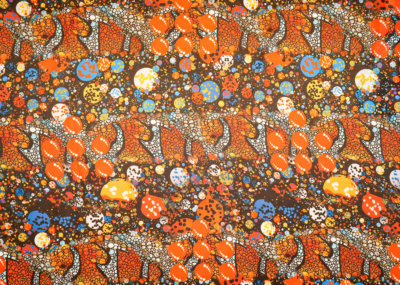 Multi Color Georgette Satin Fabric with Allover Abstract Print 14252