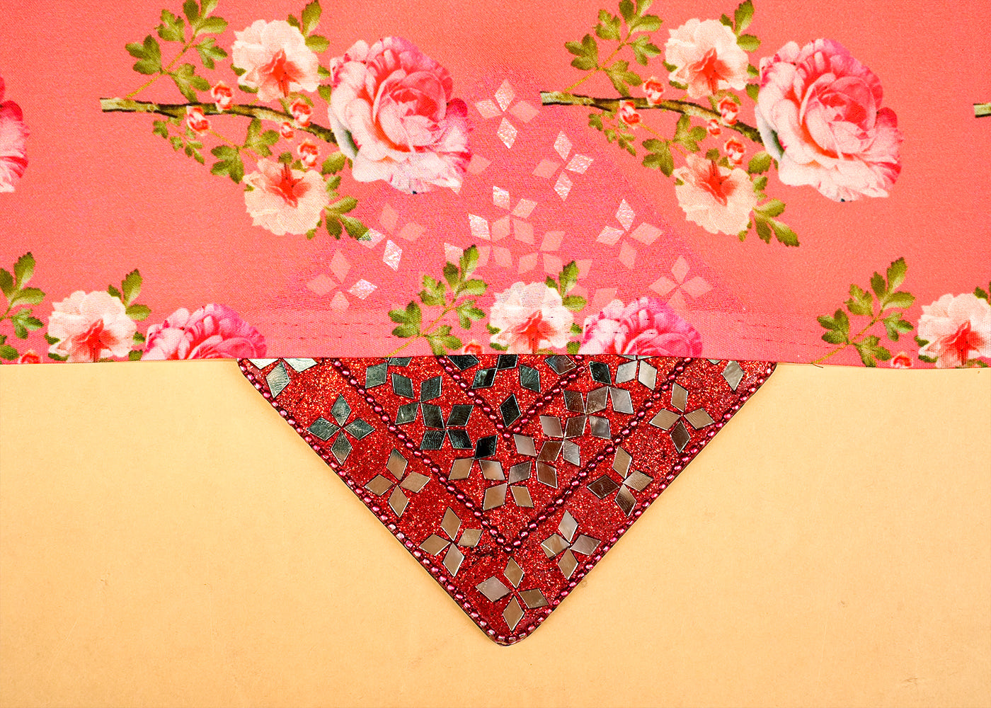 Gajri Georgette Satin Fabric with Allover Floral Print 14255