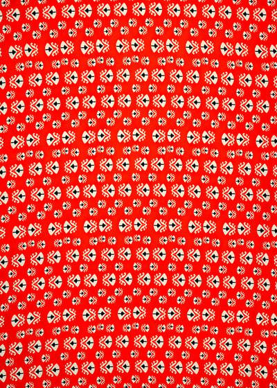 Red Georgette Satin Fabric with Allover Traditional Print 14264