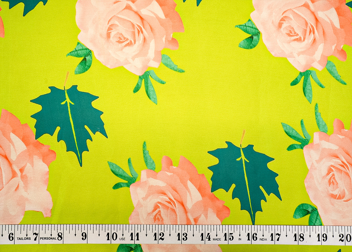 Parrot Green Georgette Satin Fabric All Over Floral Print 14267