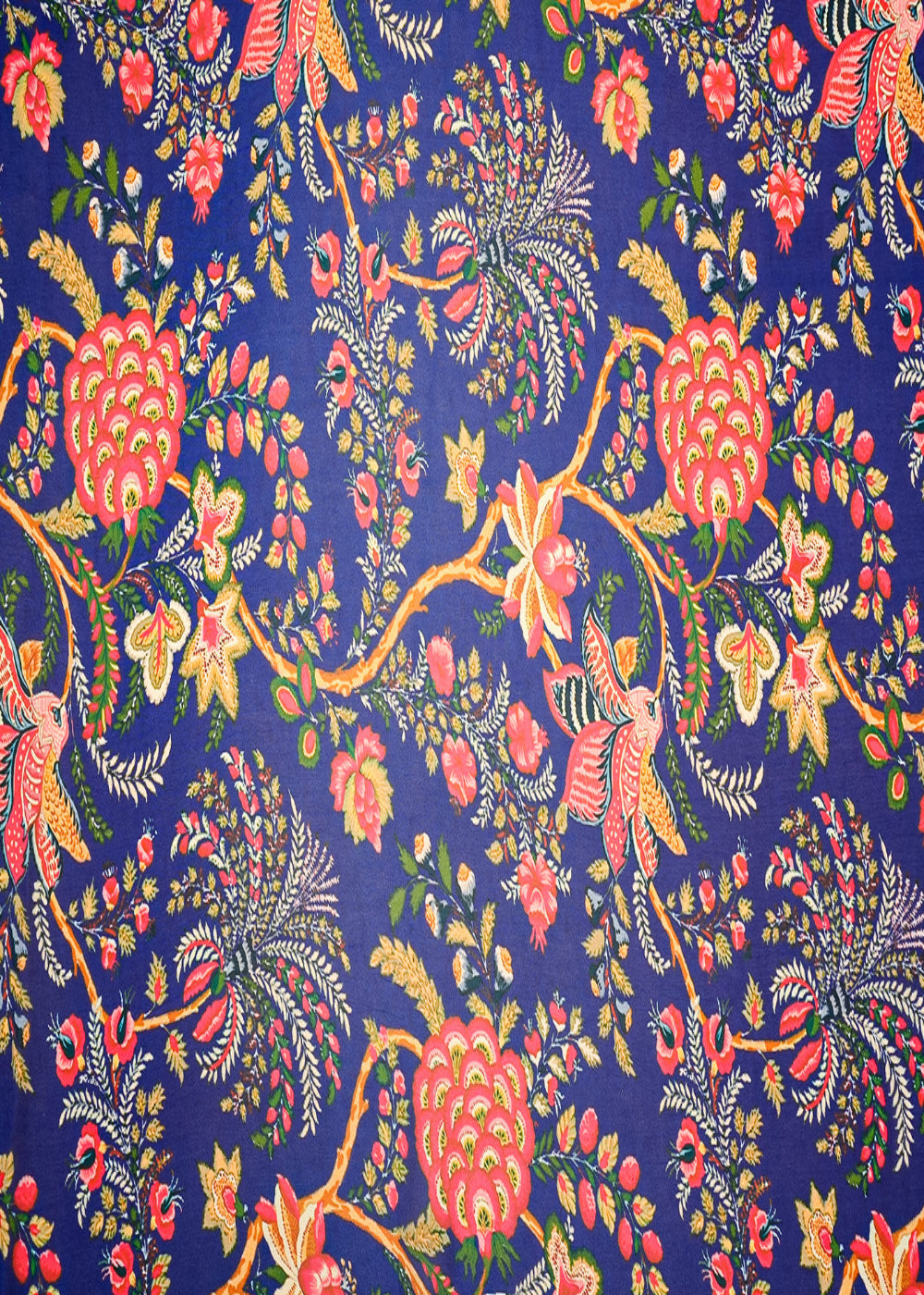 Royal-Blue-Georgette-Satin-Fabric-with-Allover-Traditional-Print-14268