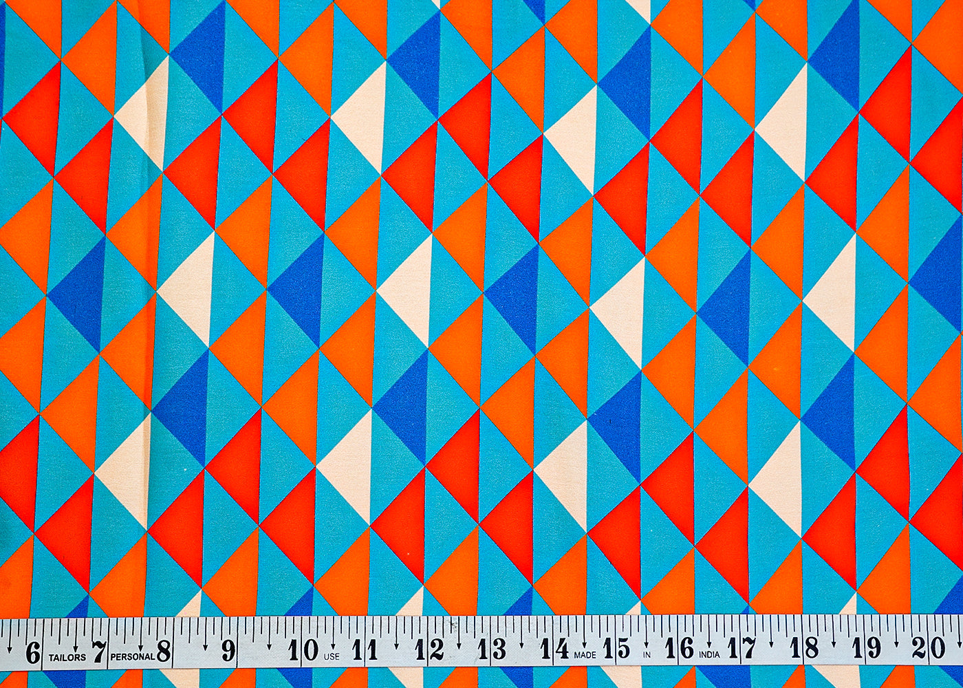 Multi-Color Georgette Satin Fabric All Over Geometric Print 14269