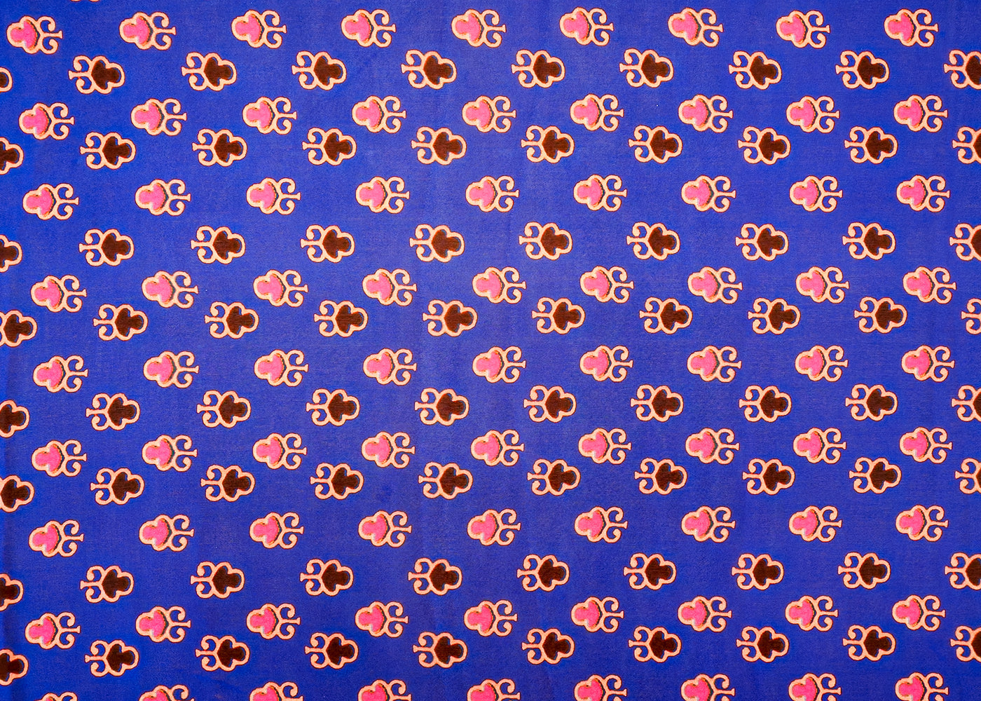 Royal Blue Georgette Satin Fabric with Allover Traditional Print 14270