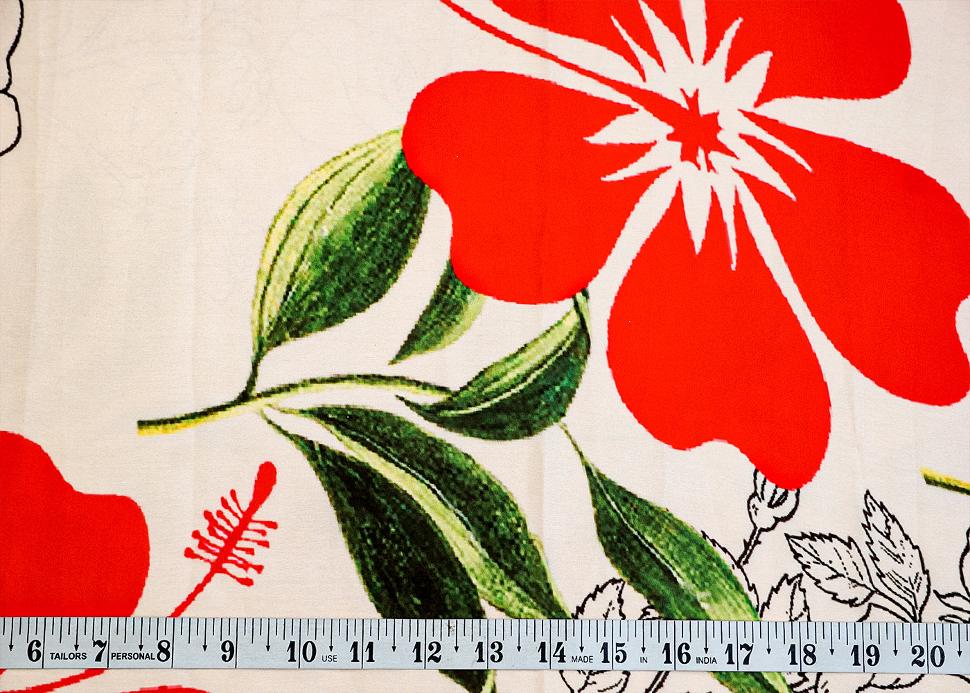 Off White Georgette Satin Fabric All Over Floral Print 14274