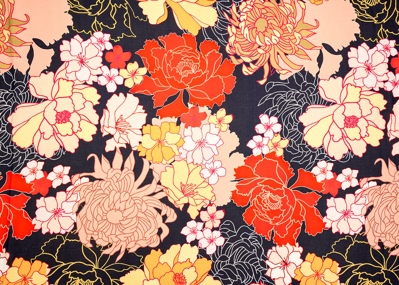 Blue Georgette Satin Fabric All Over Floral Print 14277