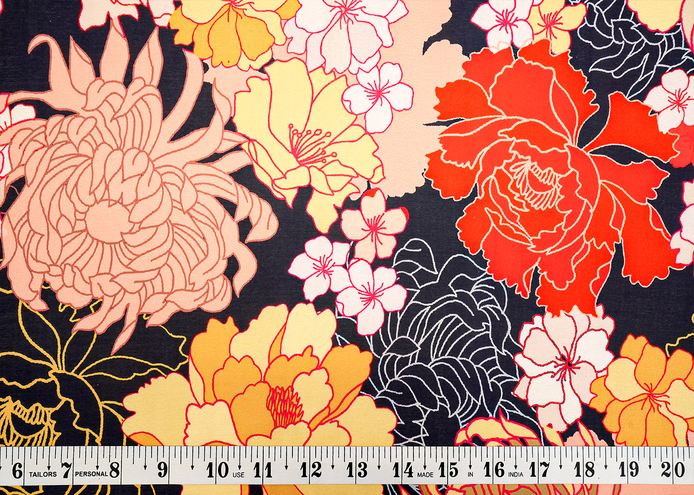 Blue Georgette Satin Fabric All Over Floral Print 14277