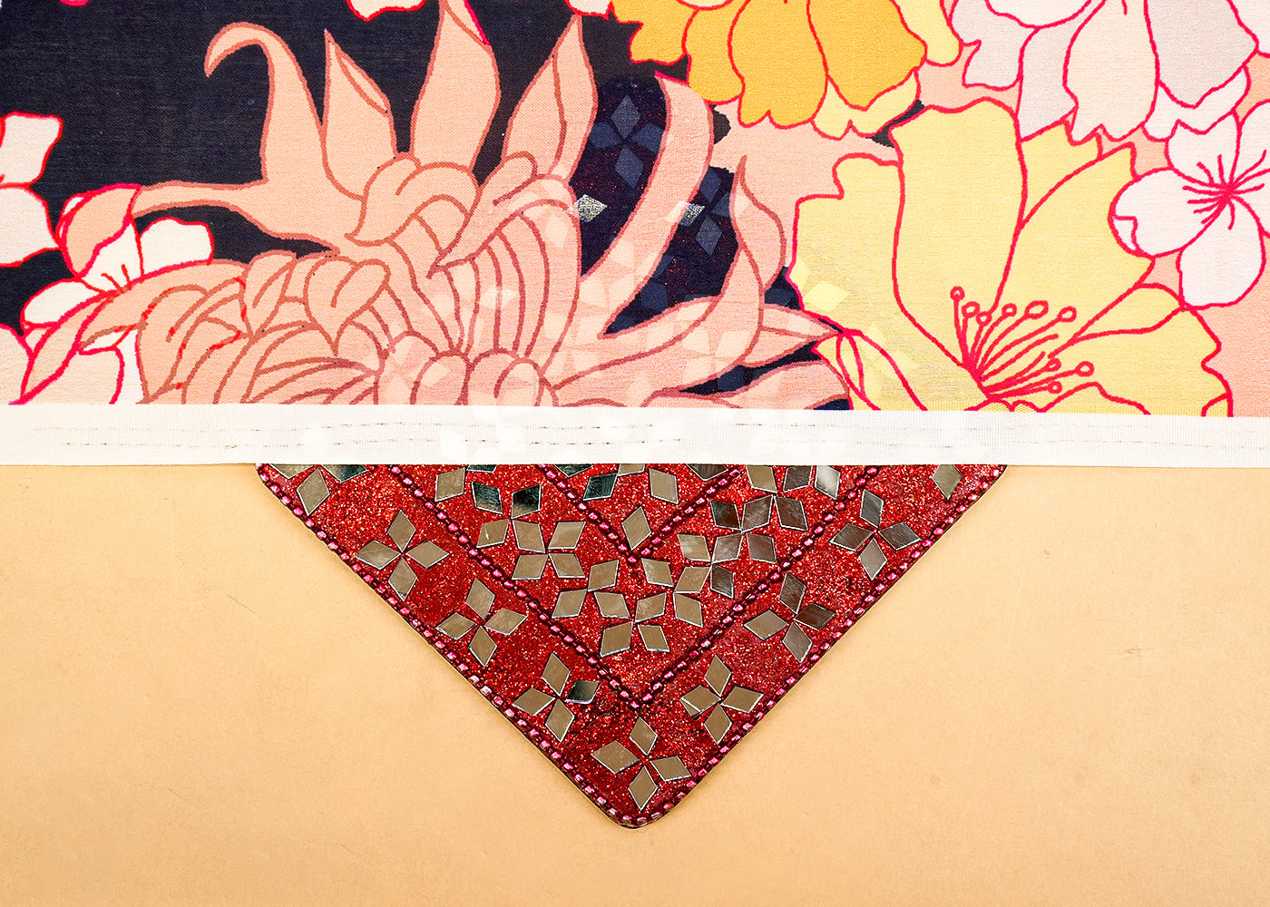 Blue Georgette Satin Fabric All Over Floral Print 14277