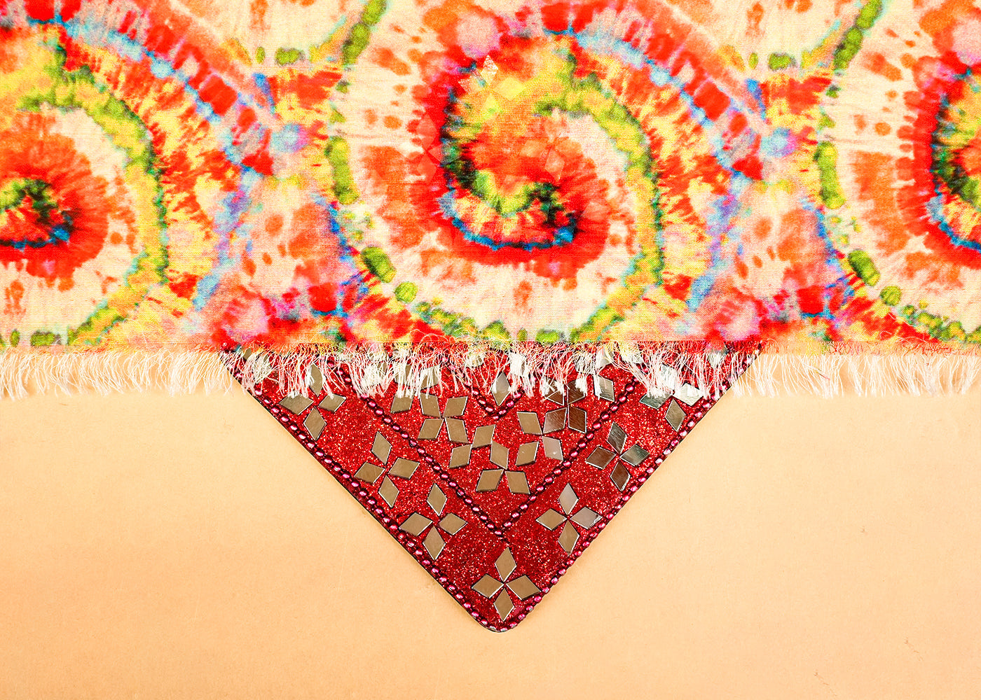 Multi Color Georgette Satin Fabric with Allover Abstract Print 14280