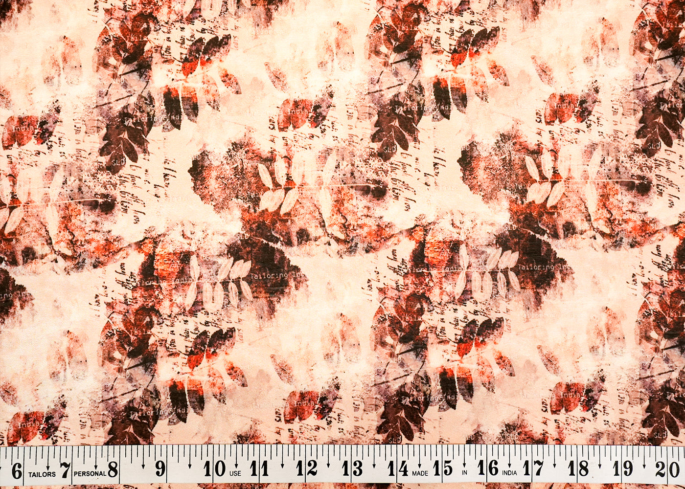 Beige Georgette Satin Fabric with Allover Abstract Print 14282