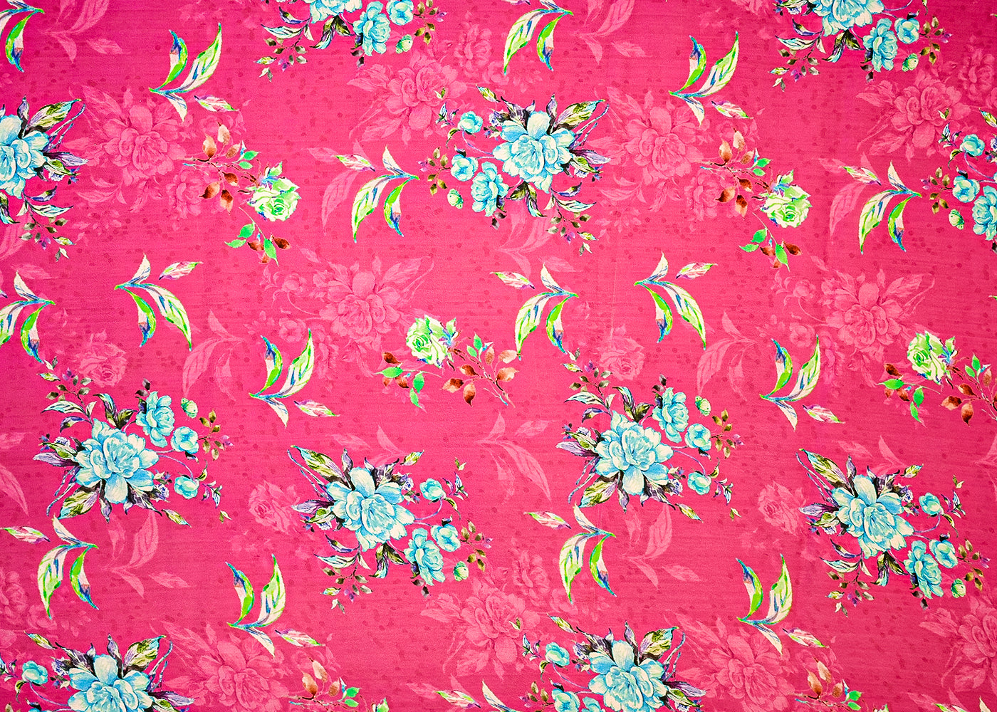 Blush Pink Georgette Satin Fabric All Over Floral Print 14287