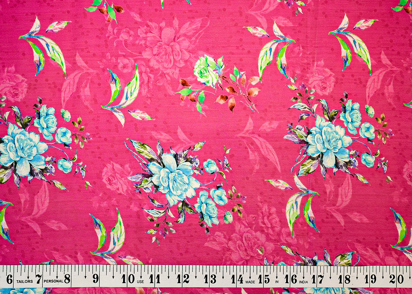 Blush Pink Georgette Satin Fabric All Over Floral Print 14287