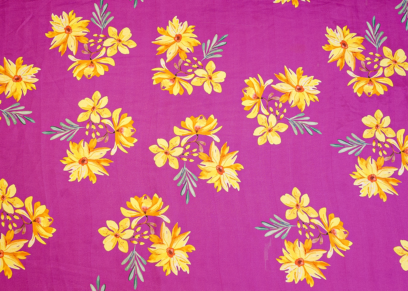 Purple Georgette Satin Fabric with All Over Floral Print 14293