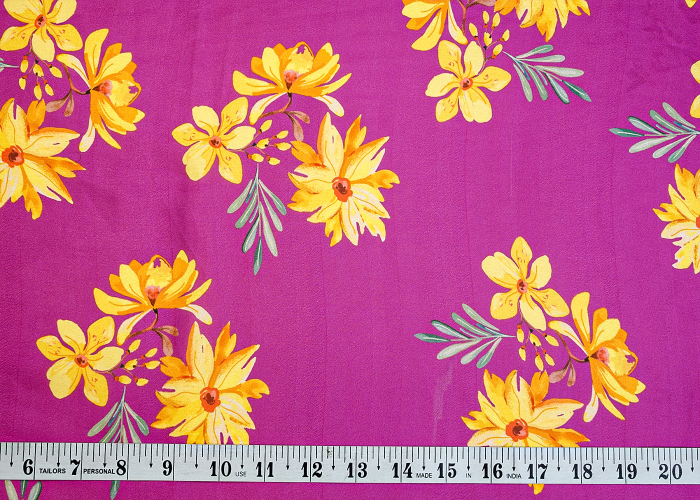 Purple Georgette Satin Fabric with All Over Floral Print 14293