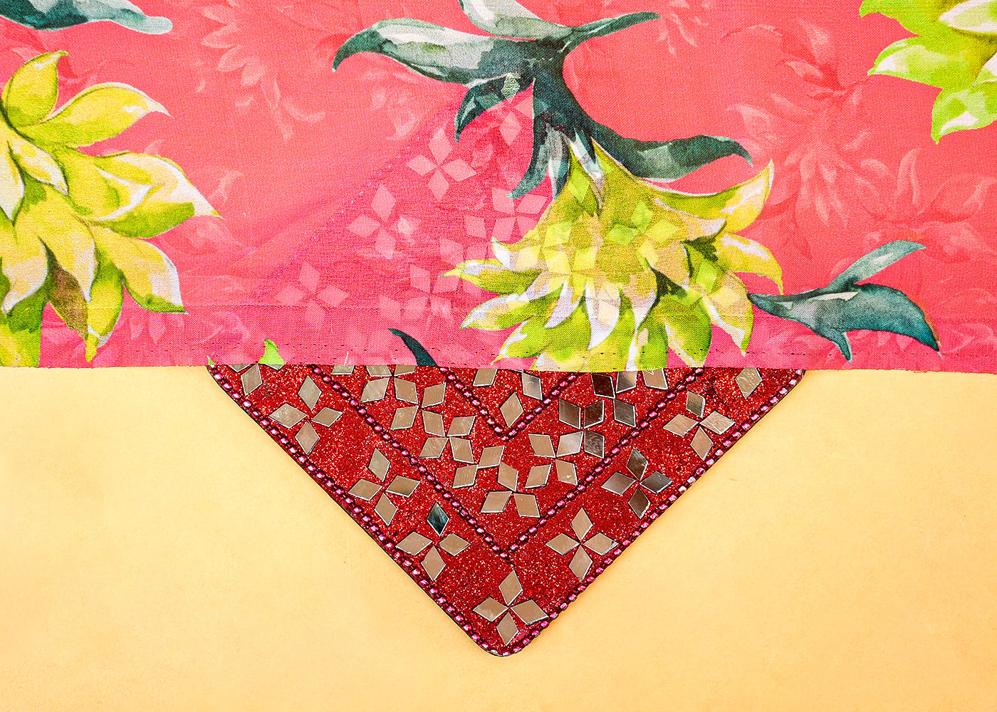 Gajri Georgette Satin Fabric All Over Floral Print 14294