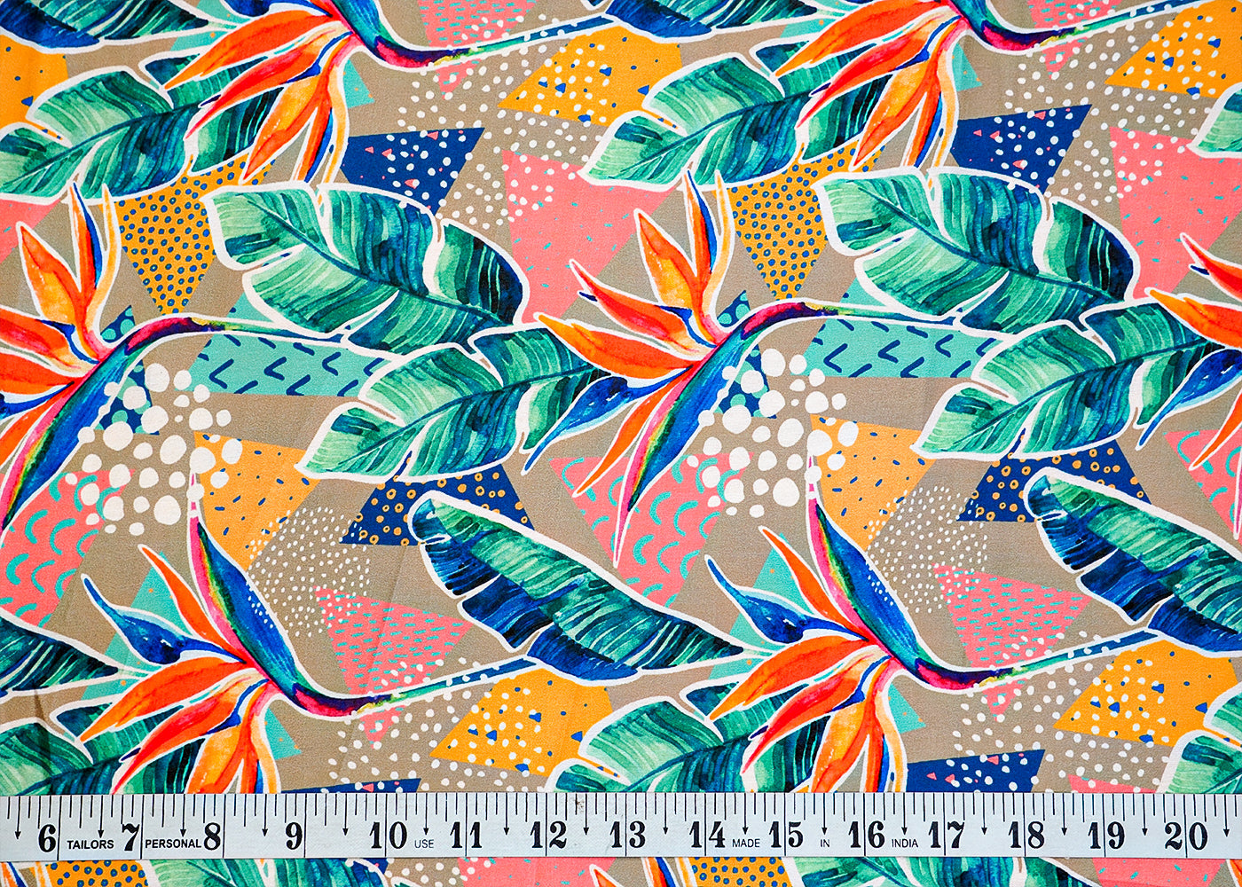 Multi-Color Georgette Satin Fabric All Over Abstract Print 14302
