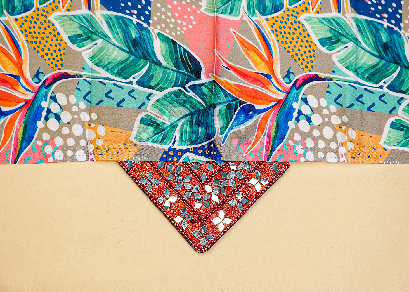 Multi-Color Georgette Satin Fabric All Over Abstract Print 14302