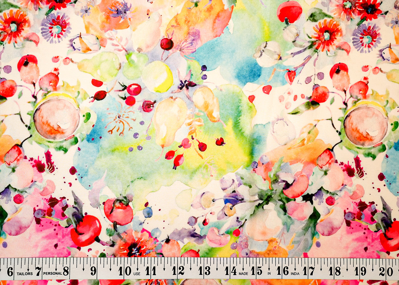 Multi-Color Georgette Satin Fabric All Over Abstract Print 14311
