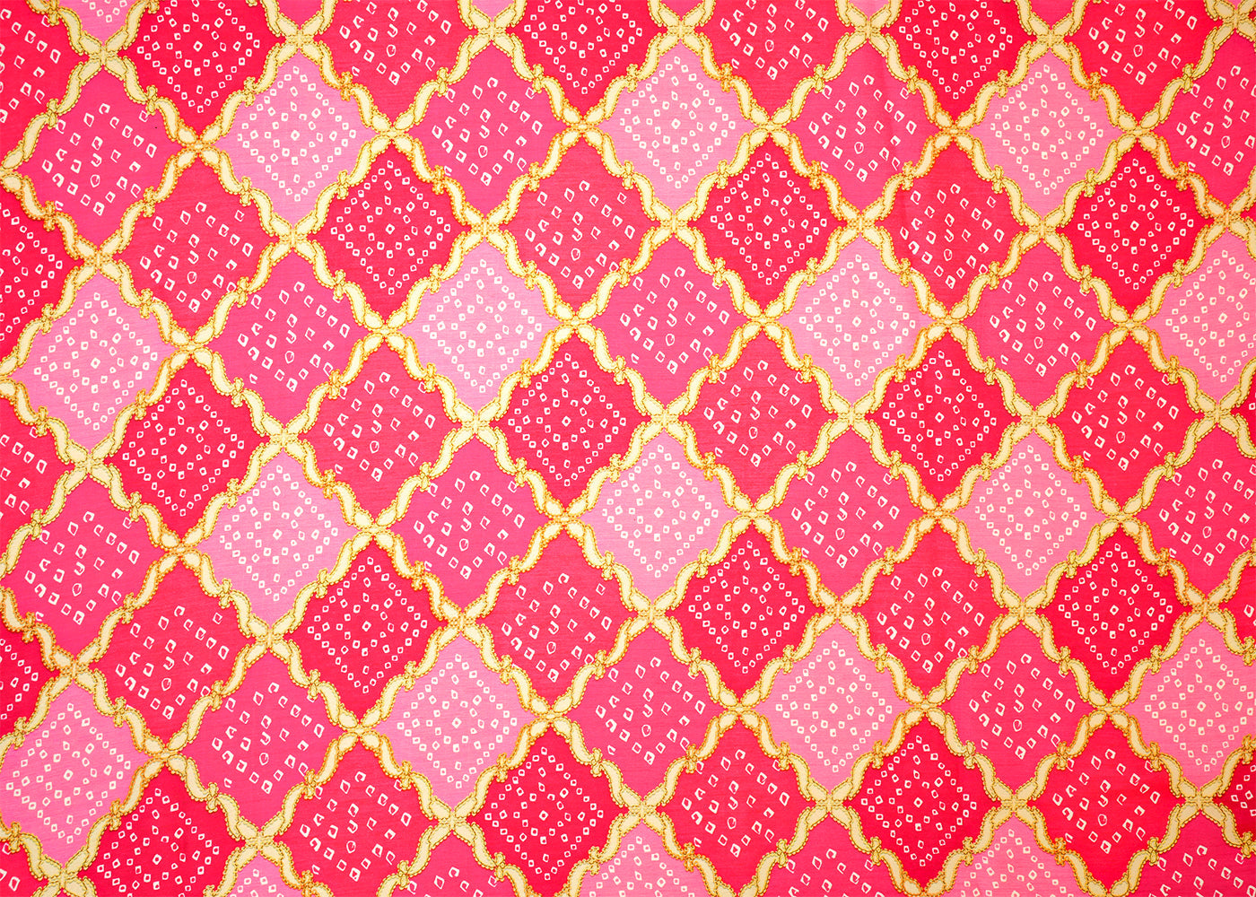 Pink Georgette Satin Fabric All Over Traditional Print 14313