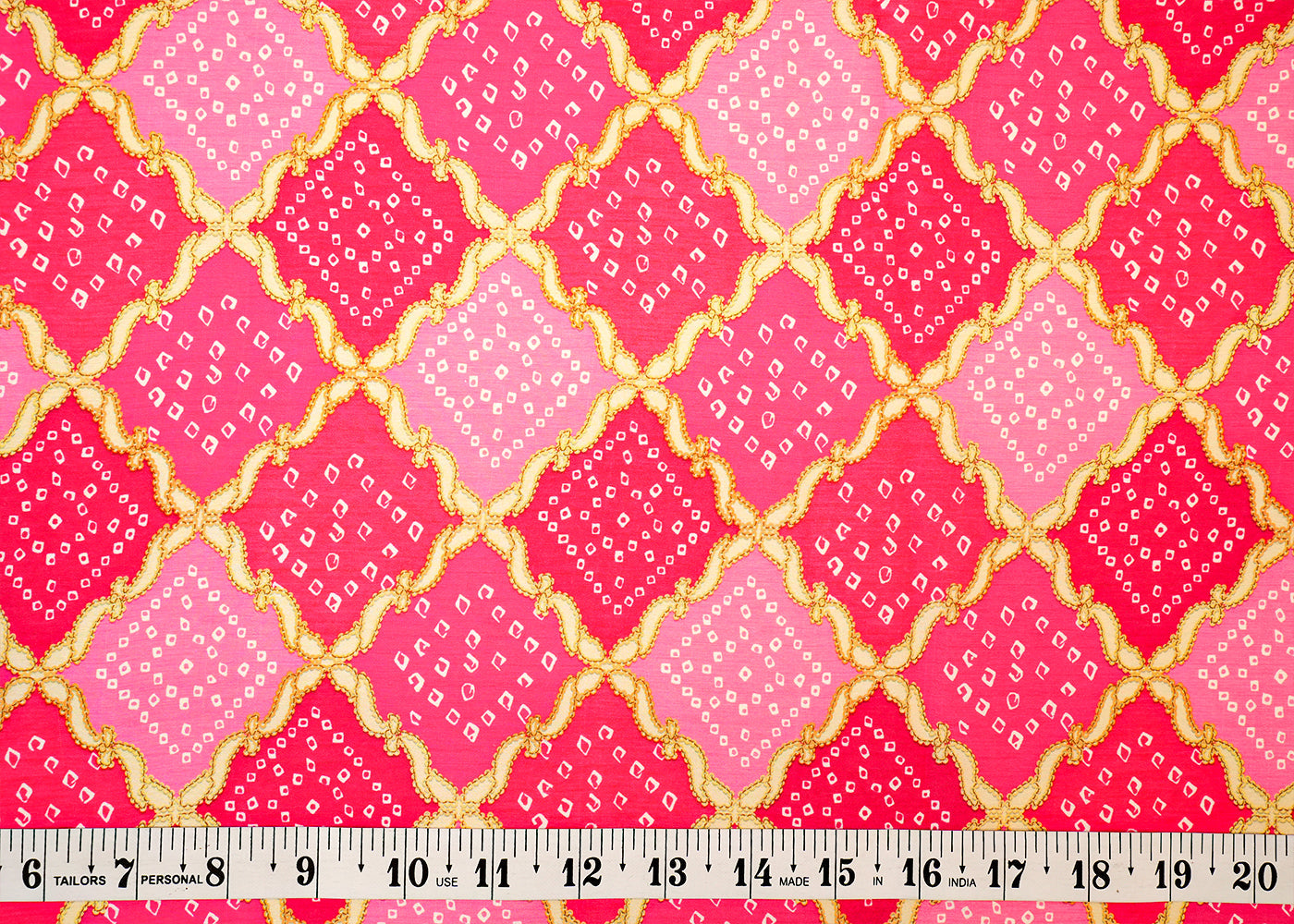 Pink Georgette Satin Fabric All Over Traditional Print 14313