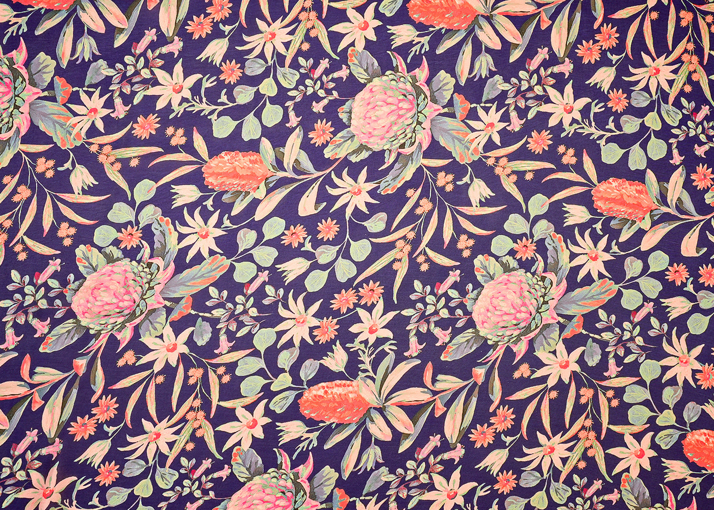 Violet Georgette Satin Fabric All Over Floral Print 14314