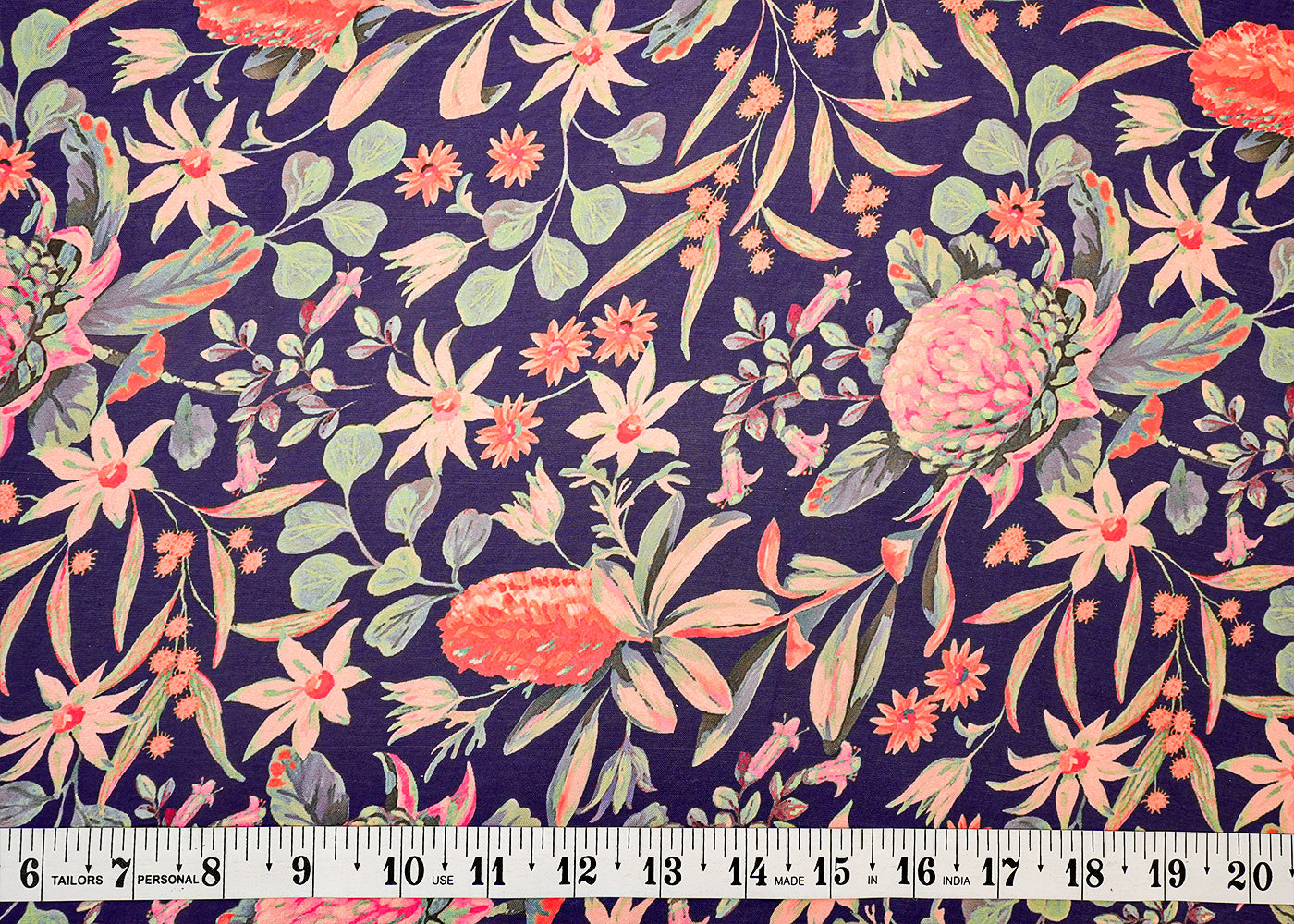 Violet Georgette Satin Fabric All Over Floral Print 14314