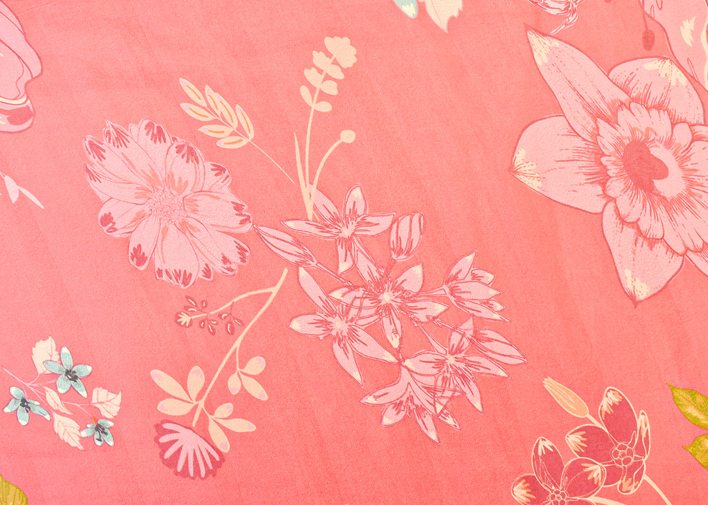Magenta Georgette Satin Fabric with All Over Floral Print 14326