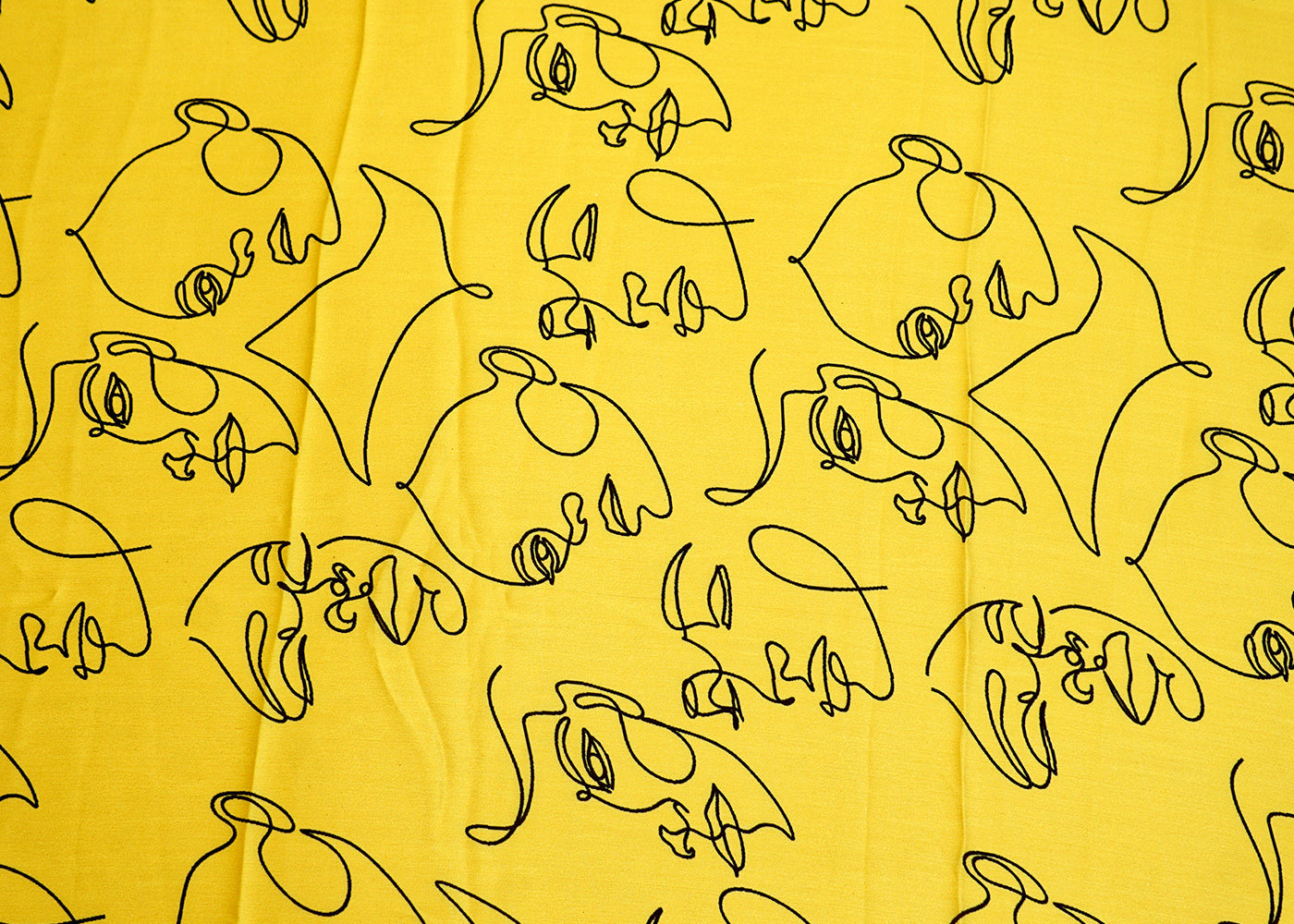 Yellow Georgette Satin Fabric with Imported Print 14333