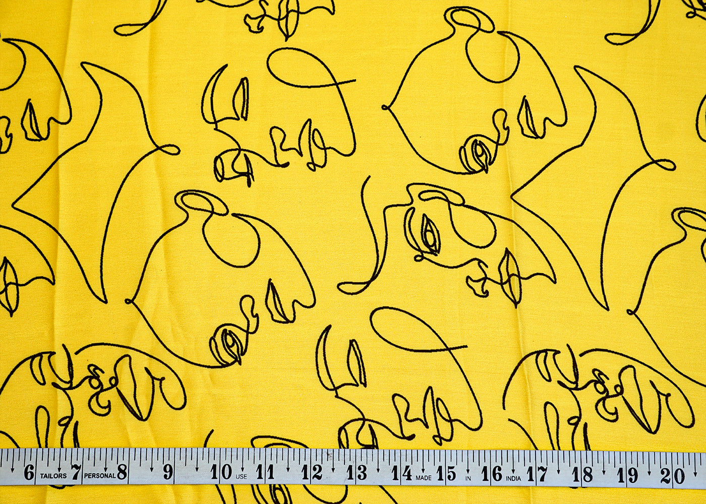 Yellow Georgette Satin Fabric with Imported Print 14333