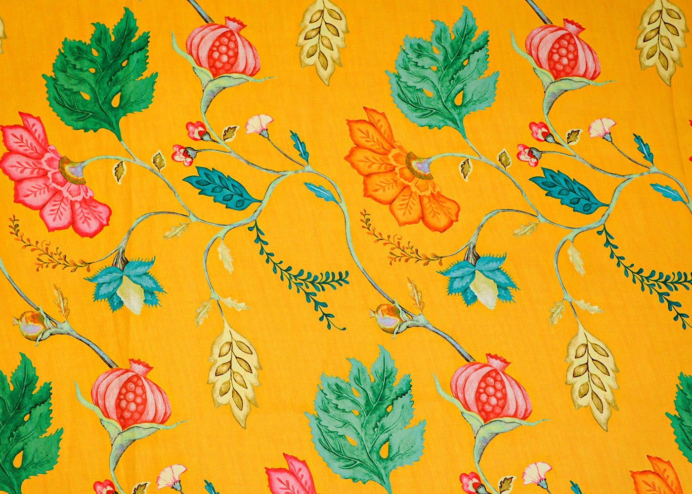 Mustard Georgette Satin Fabric All Over Abstract Print 14345