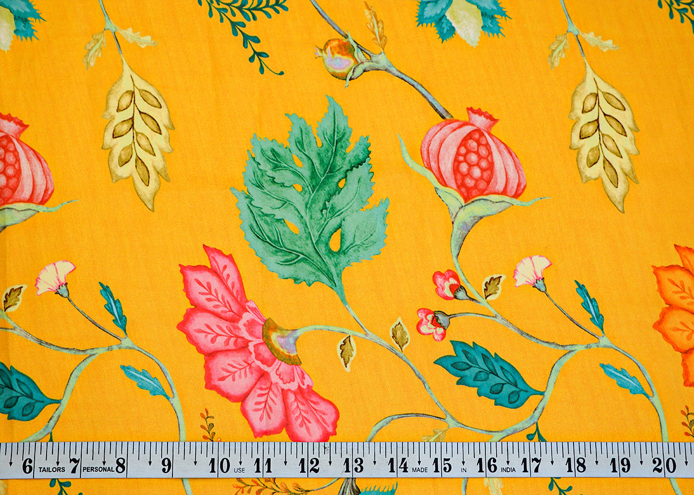 Mustard Georgette Satin Fabric All Over Abstract Print 14345