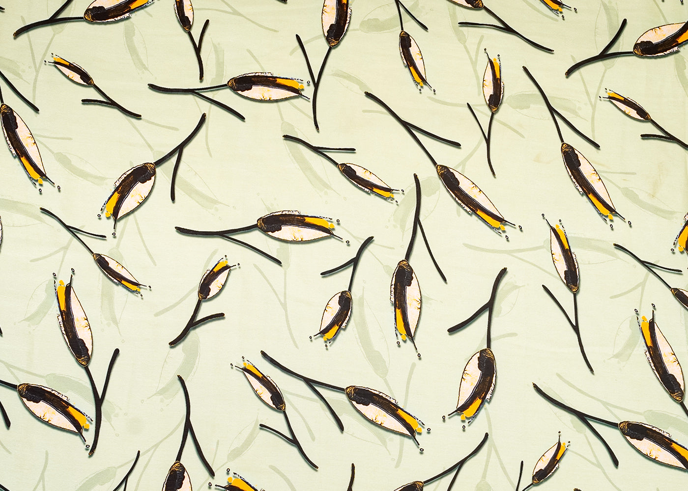 Sea Green Georgette Satin Fabric with All Over Abstract Print 14379