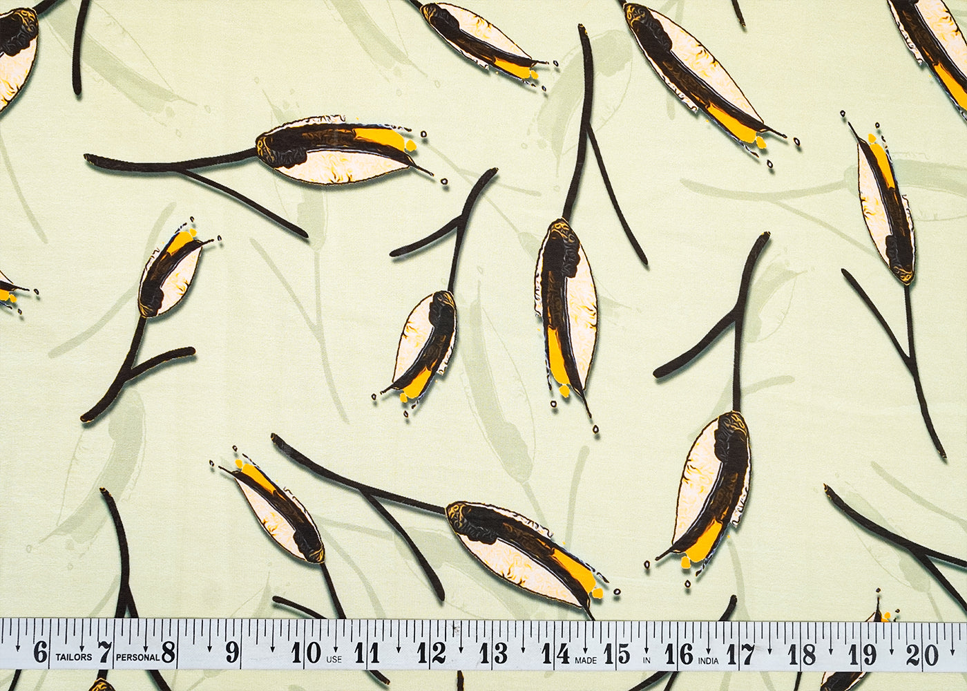 Sea Green Georgette Satin Fabric with All Over Abstract Print 14379