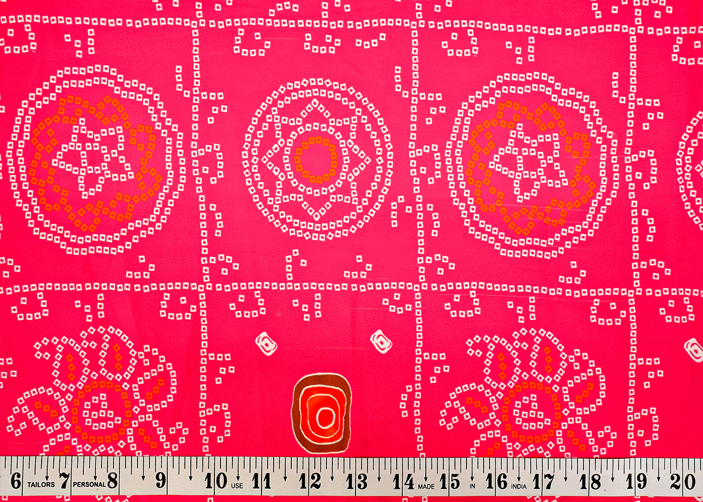 Pink Armani Satin Fabric with Allover Traditional Print 14389