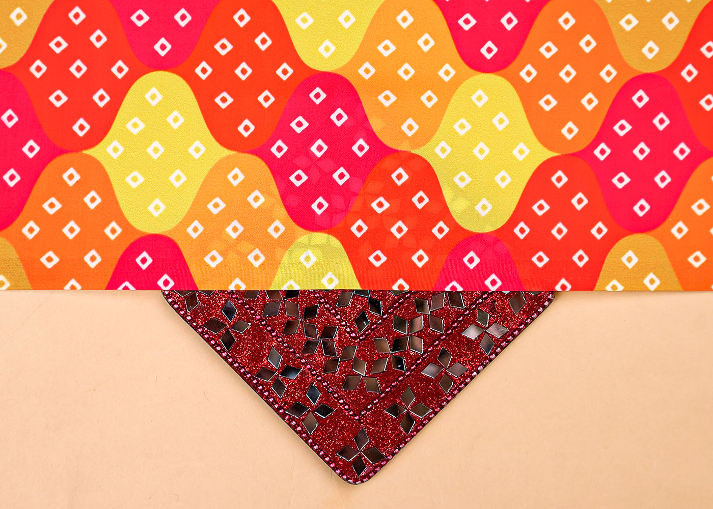 Multi-Colour Armani Satin Fabric with All Over Traditional Print 14390