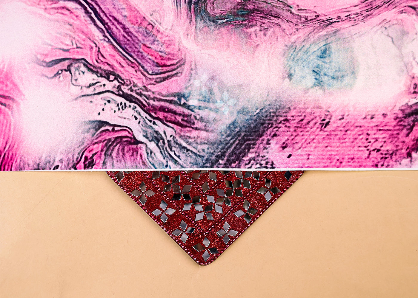 Pink Armani Satin Fabric with All Over Abstract Print 14394