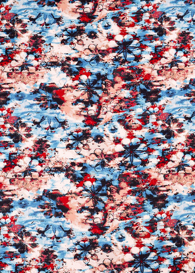 Multi-Colour Armani Satin Fabric with All Over Abstract Print 14395