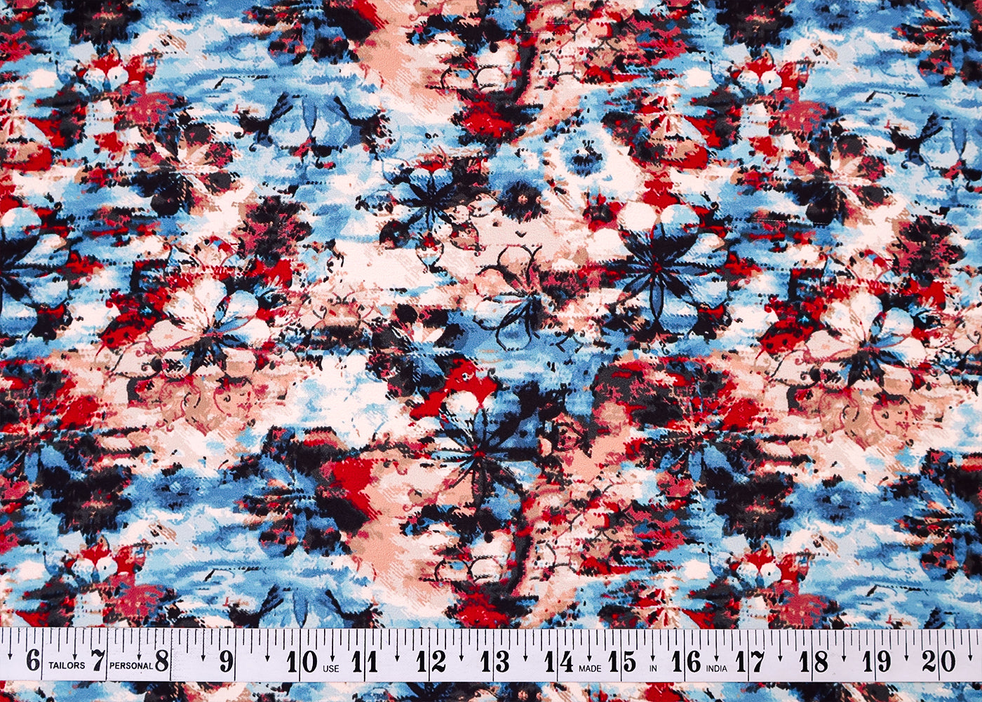 Multi-Colour Armani Satin Fabric with All Over Abstract Print 14395
