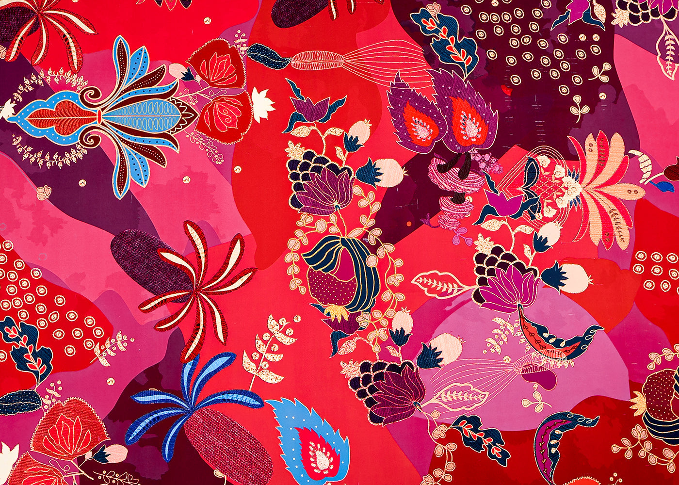 Multi-Colour Armani Satin Fabric with All Over Traditional Print 14403