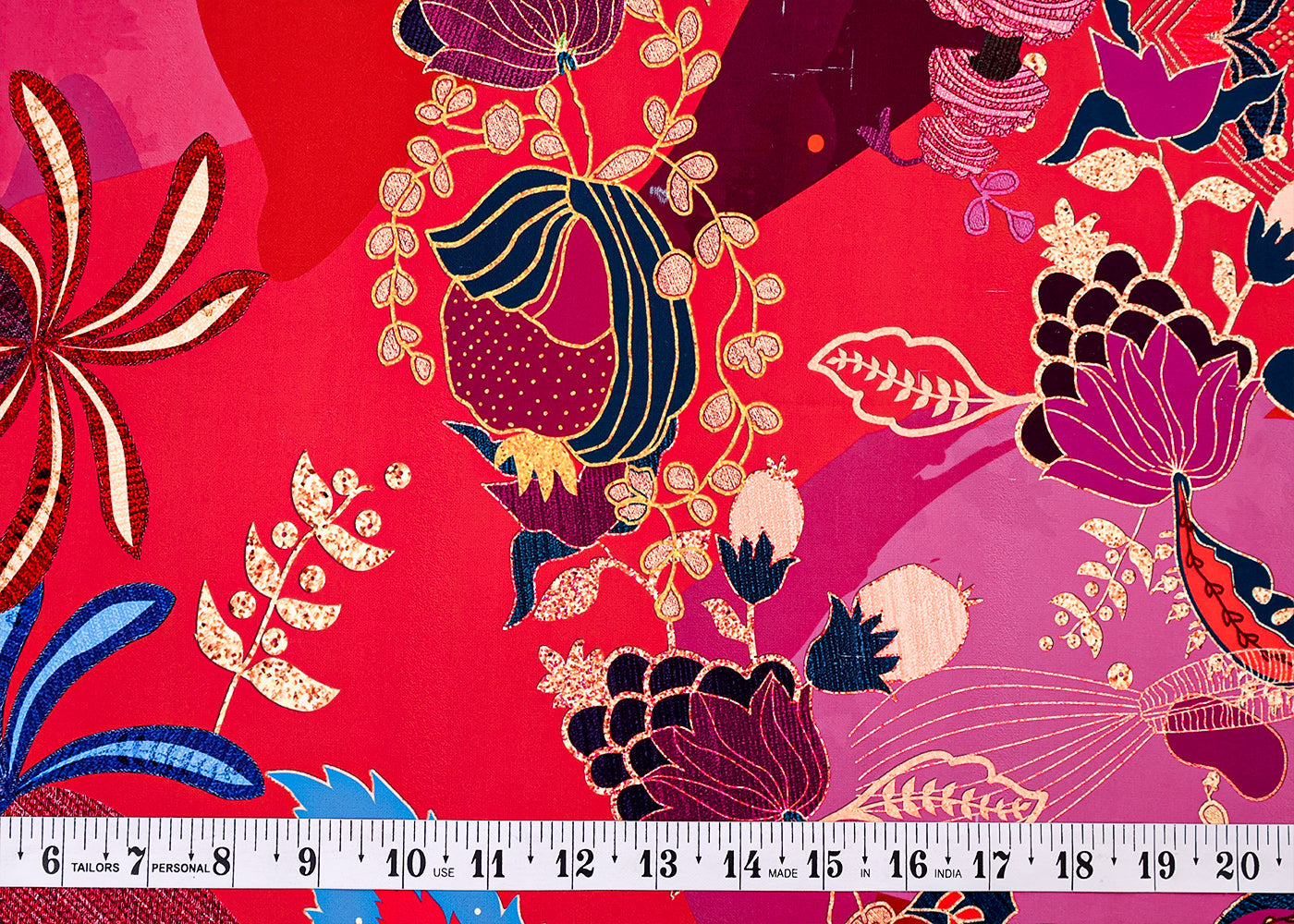 Multi-Colour Armani Satin Fabric with All Over Traditional Print 14403