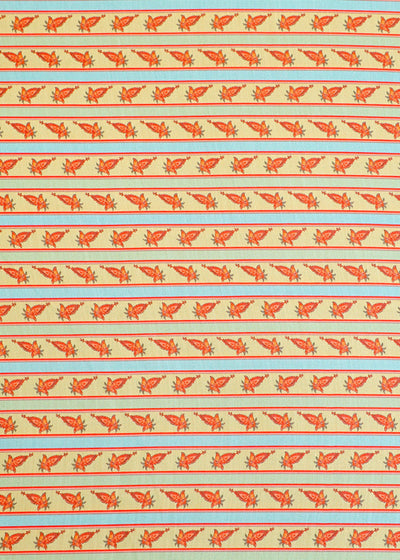 Lime Green Linen Satin Fabric with Allover Traditional Motif Stripes 14408