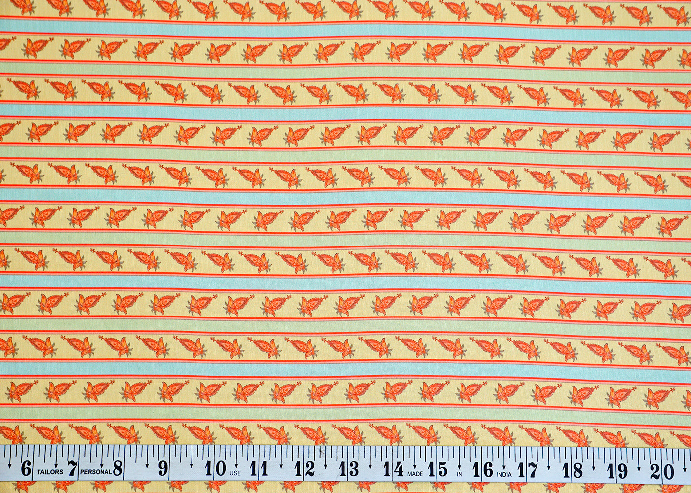 Lime Green Linen Satin Fabric with Allover Traditional Motif Stripes 14408