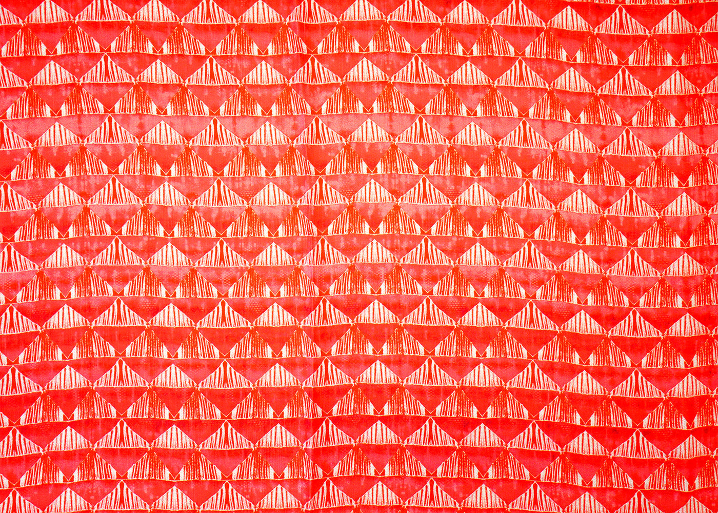 Gajri Linen Satin Fabric with Allover Geometric Pattern 14409