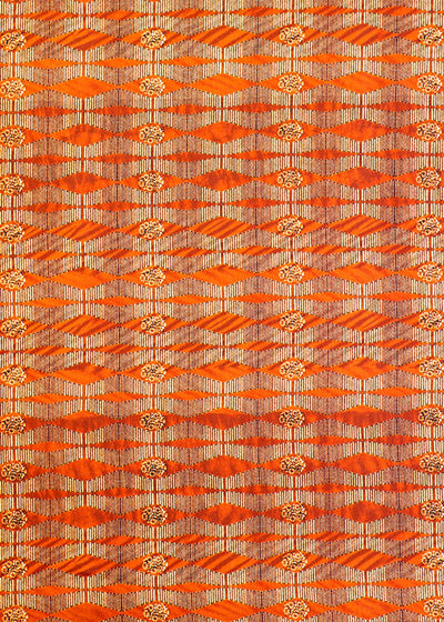 Brown Linen Satin Fabric with Allover Abstract Print 14412