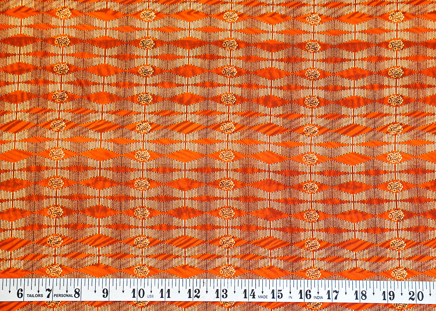 Brown Linen Satin Fabric with Allover Abstract Print 14412