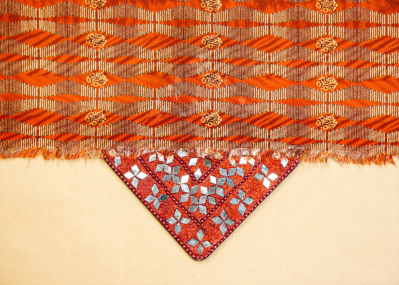 Brown Linen Satin Fabric with Allover Abstract Print 14412