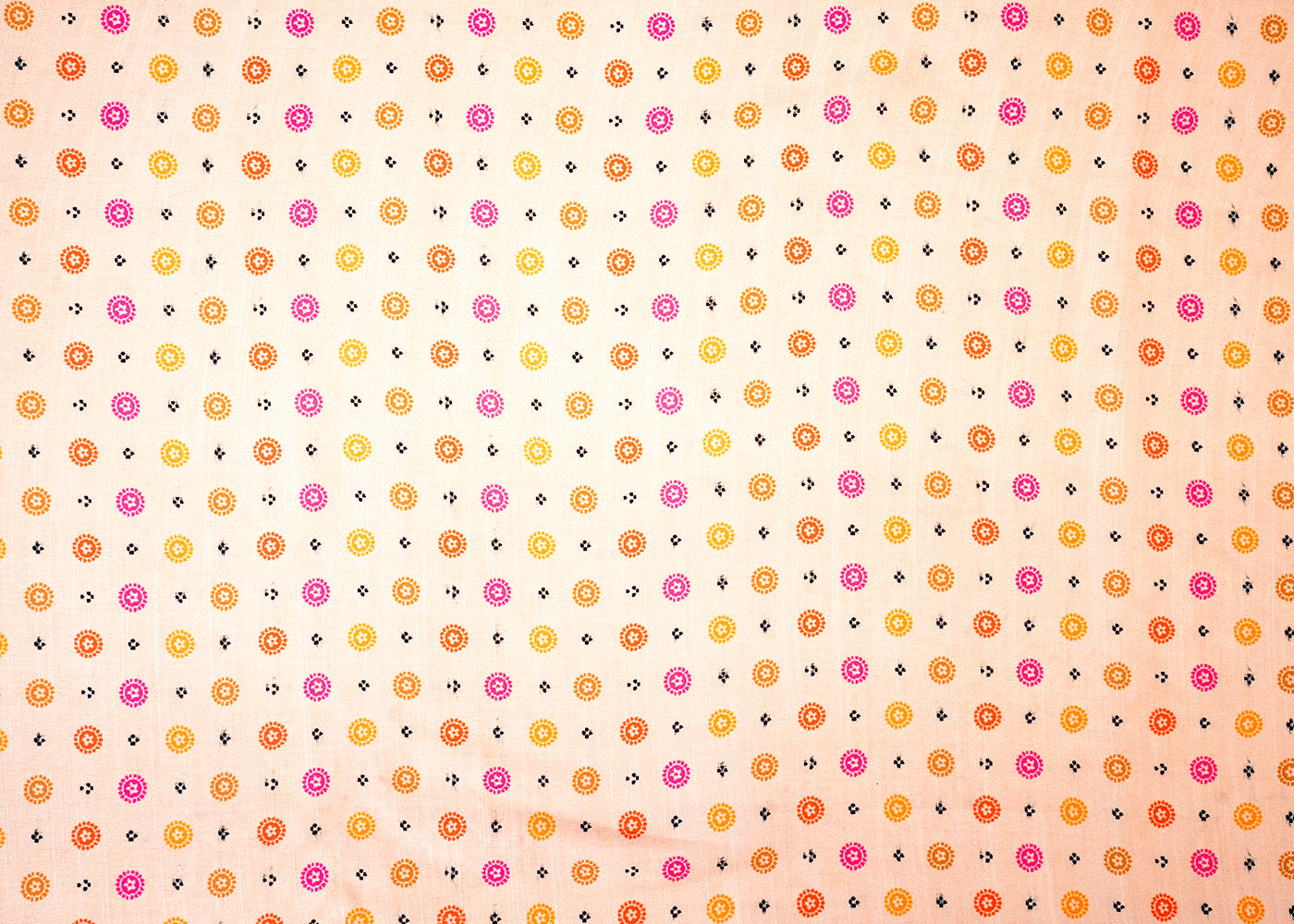 Peach Linen Satin Fabric with Allover Abstract Motifs Print 14414