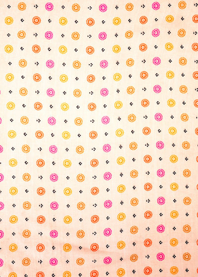 Peach Linen Satin Fabric with Allover Abstract Motifs Print 14414