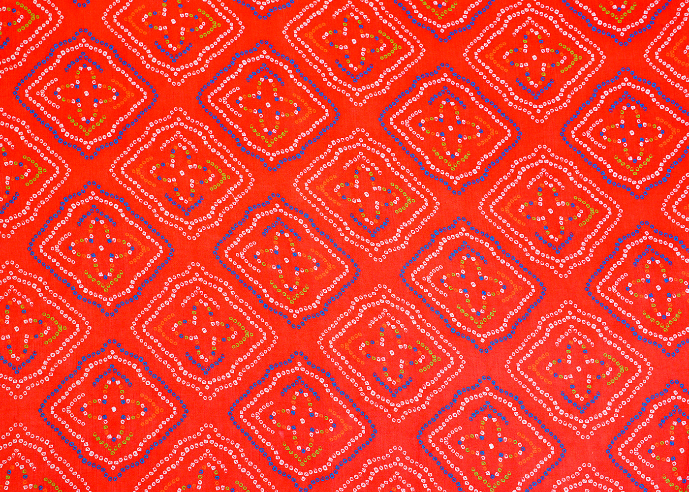 Hot Pink Linen Satin Fabric with Allover Bandhani Print 14415