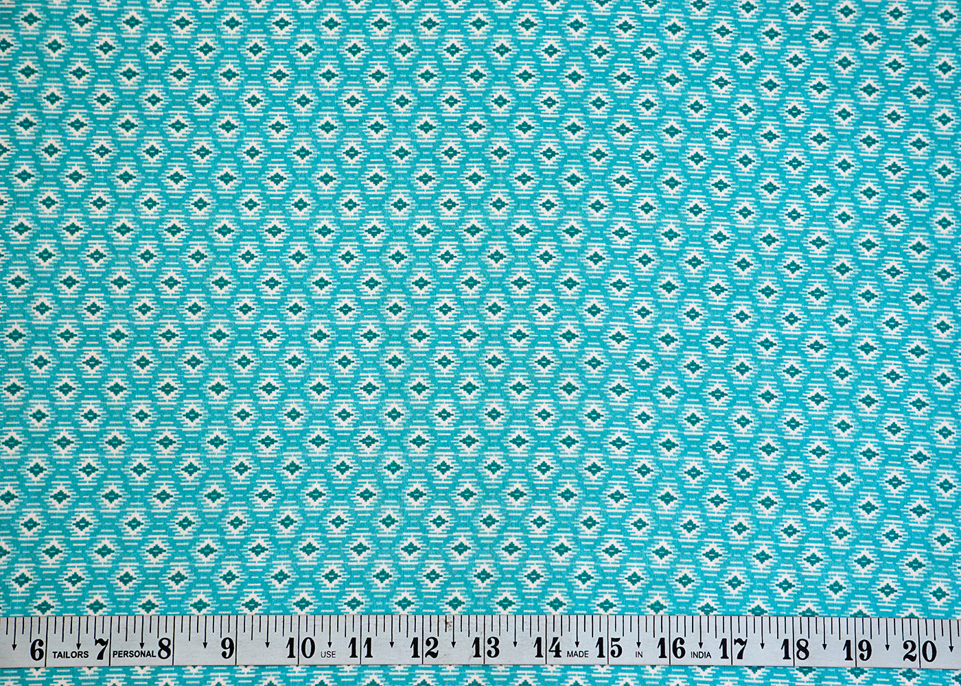 Sky Blue Linen Satin Fabric with Allover Abstract Print 14416