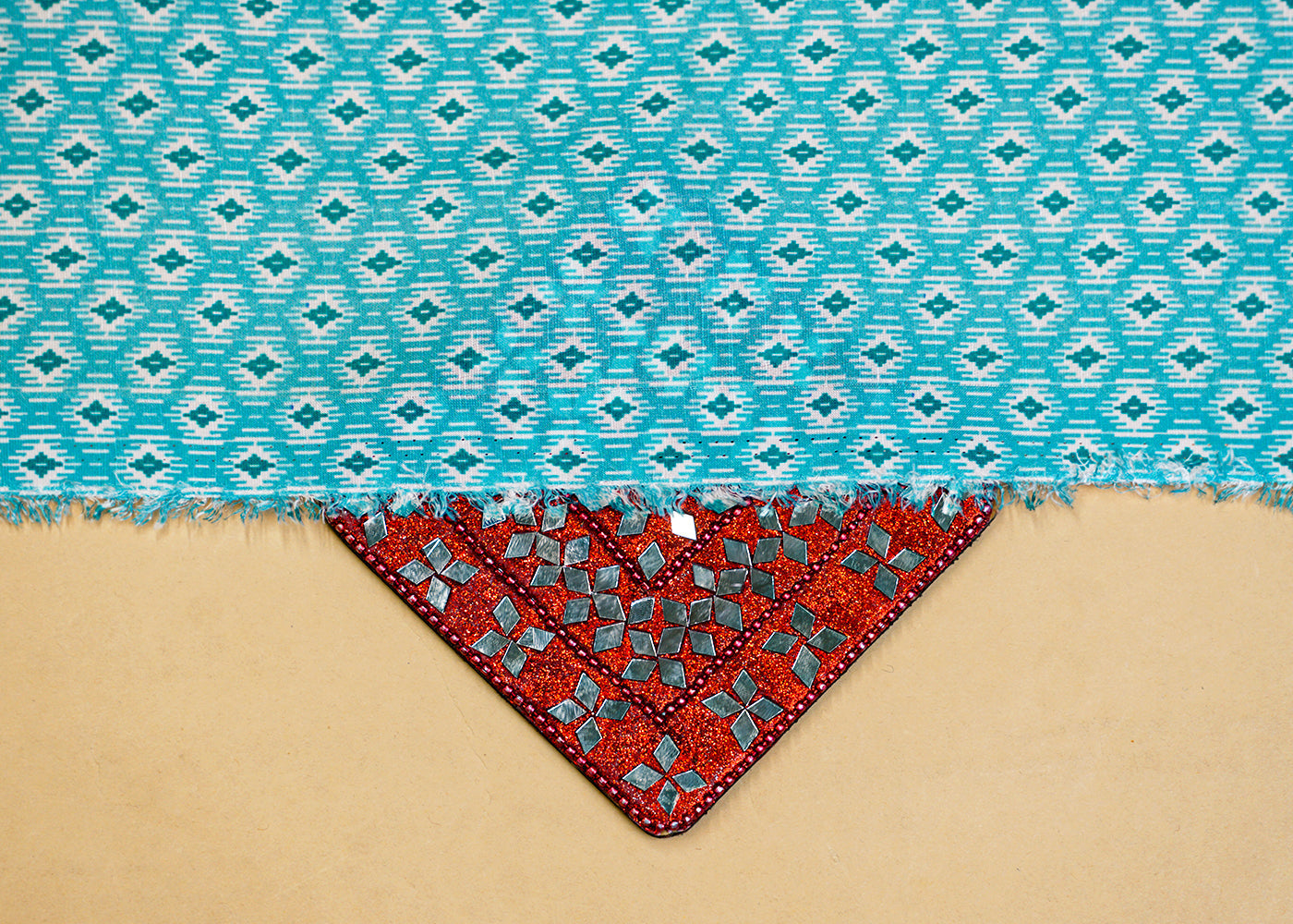 Sky Blue Linen Satin Fabric with Allover Abstract Print 14416